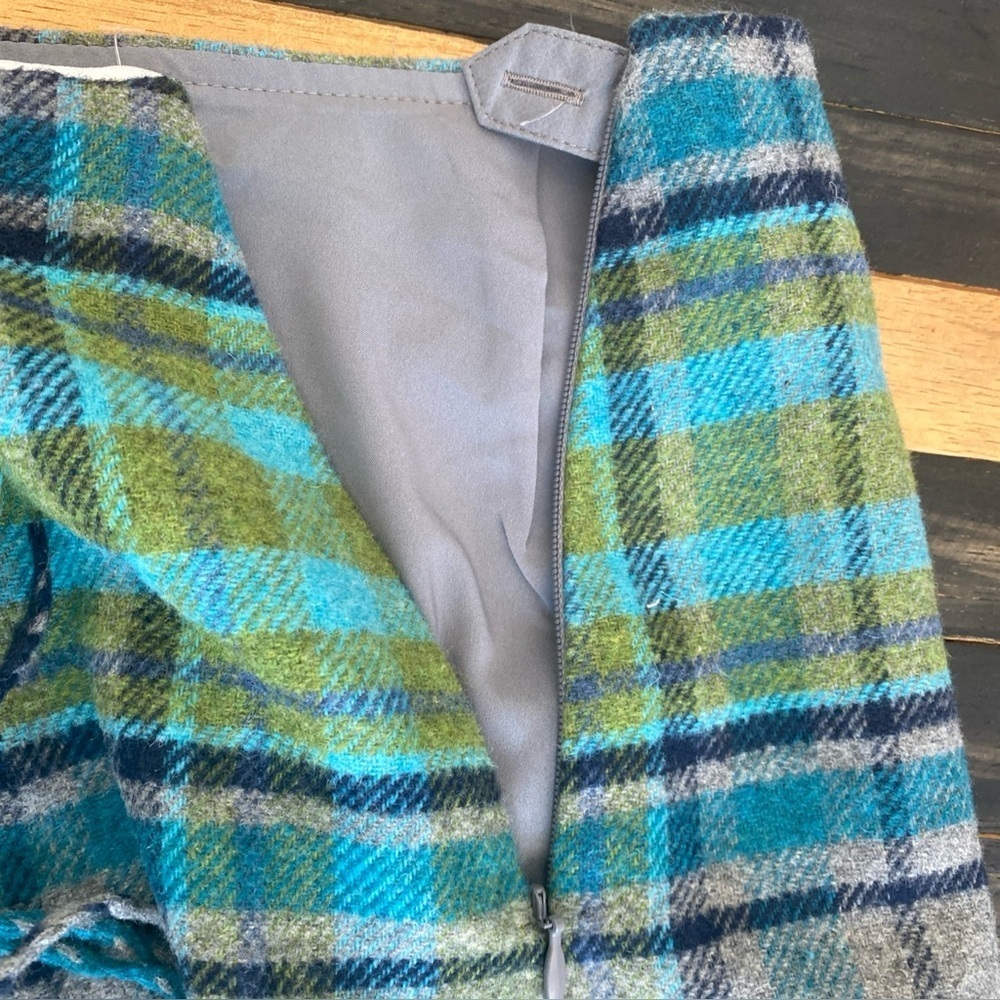 J.Jill Women’s Plaid Fringe Wool Blend Skirt Size 10P Blue Green NWT Tags Y-19 - Picture 4 of 10